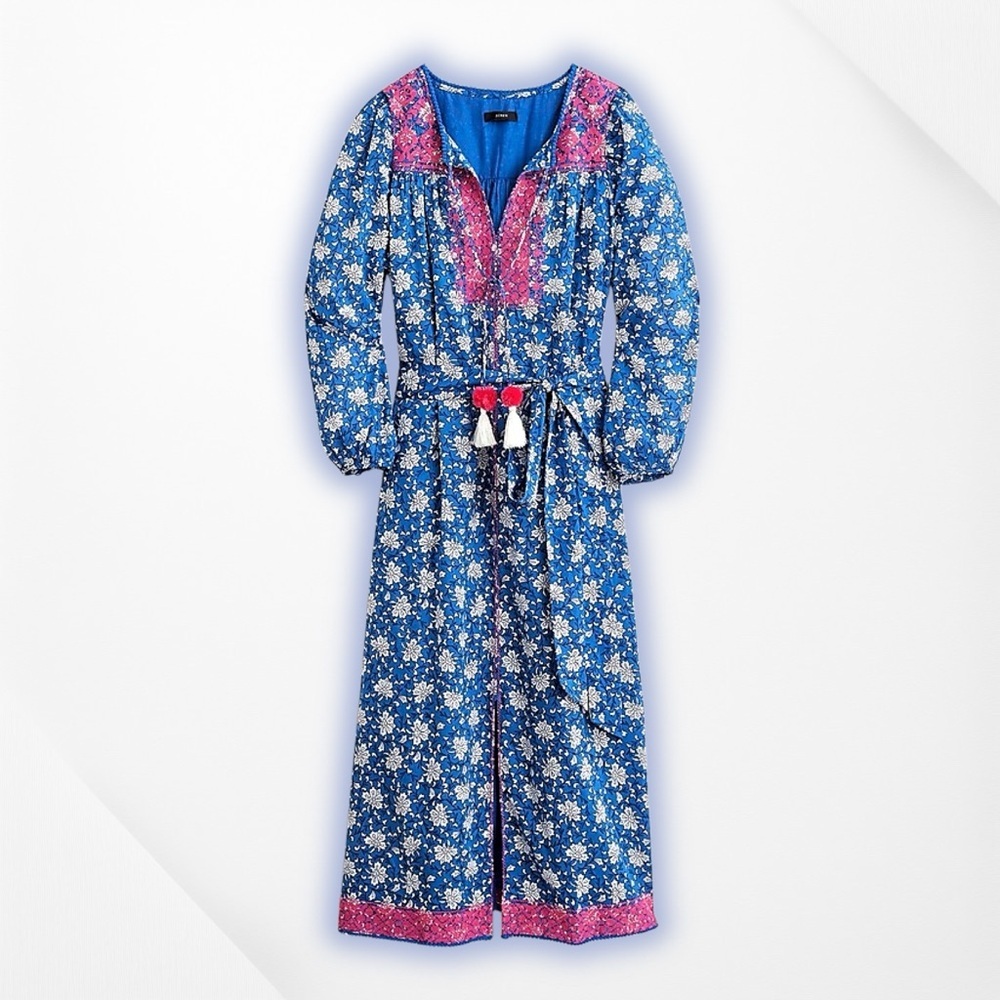 J. Crew ‘Belted Tunic Dress’ in “Night Sky Block Print” for Women Size Medium - Picture 3 of 16